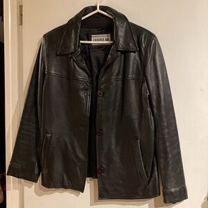 VINTAGE UNISEX Black Butter Soft Subtle Heavy Leather Jacket (Button Up) Men’s M